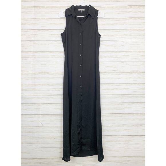 Trybe Button Front Lightweight Maxi Dress Black - Picture 1 of 7